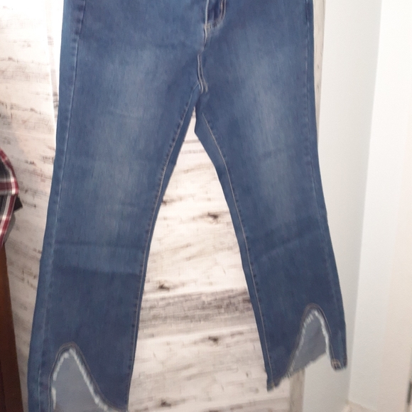 SXY Plus High Waist Raw Hem Flare Jeans. - Picture 3 of 3